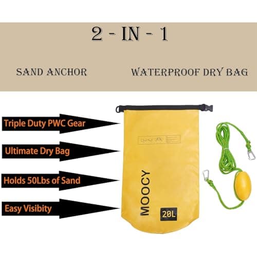 PWC Sand Bag Anchor & Dry Bag - 2 in 1 Jet Ski Kit With Adjustable Buoy for Float, Pool, Jetski, Kayak, Seadoo, Paddle Board, Waverunner, Watercraft, and Swim Mat — view 2