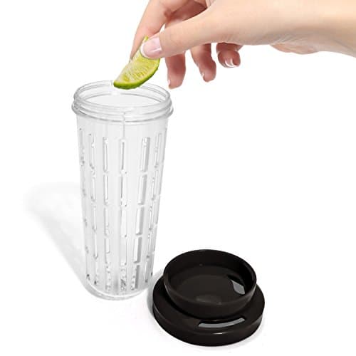 CampTeck 1 Litre 1000ml Fruit Infuser Water Bottle (BPA Free Tritan Plastic) with Leak Proof Lid + Lock & Carry Handle - Black — view 4