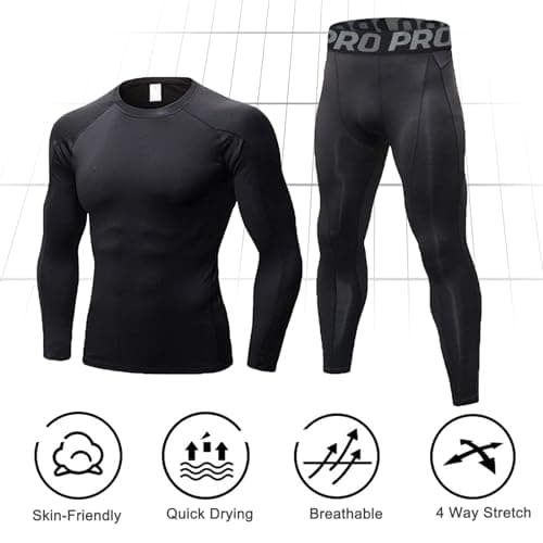 LNFINTDO Thermal Underwear for Men Long Johns Base Layer Compression sets — view 5