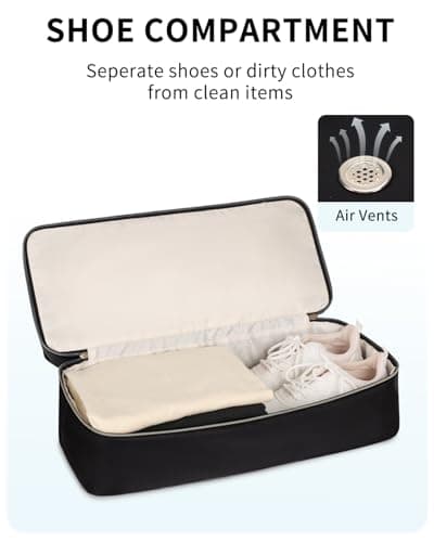 WANDF 45x36x20 Cabin Bag for EasyJet Airlines Underseat Carry on Hand Luggage with Shoe Compartment, Wet Pocket & TSA Approved Quart Size Bag, Travel Duffel Holdall for Women and Men (Black) — view 3