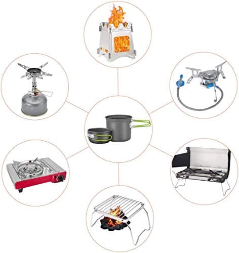 Outdoor Picnic Cookware Set with Non Stick Pot and Pans, 1-2 People Camping Hiking Backpacking Cooking Stove Pot Combination Portable Field Tableware… (cookware set(no stove)) — view 6