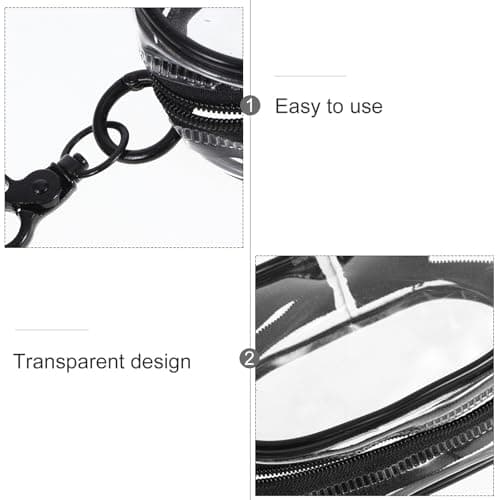 PHENOFICE Travel Hair Accessory Pouch with Lobster Clasp Zip Black Pvc — view 3