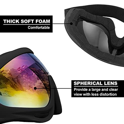 SixYard Ski Goggles, Motorcycle Goggles, 3 Pack Snowboard Snow Goggles for Men Women Adult Youth (Style 6) — view 3