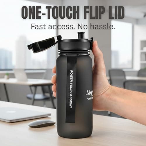 Adrian James Nutrition – Sports Water Bottle 650ml – Leak-Proof, BPA-Free Tritan, One-Touch Flip Lid with Safety Lock & Carry Strap – Gym, Fitness, Work & Travel — view 4