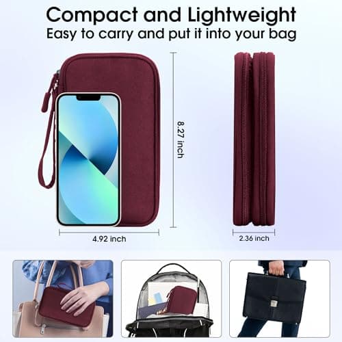 Arae Travel Essentials Electronic Organizer Double Layer - Wine Red, M — view 2