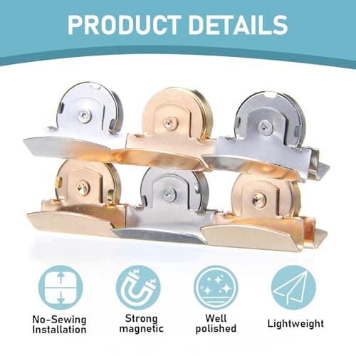 Yuanchu 12Pair No-Sewing Seamless Magnetic Snap Buttons, Metal Magnetic Buckle Clasp Magnetic Purse Clasps for Purse HandbagClothing Tote Bags DIY Crafts — view 3
