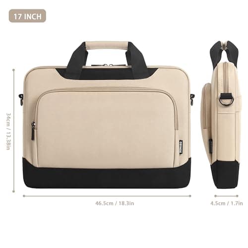 DOMISO 17-17.3 Inch Laptop Sleeve Business Briefcase Shoulder Bag - Compatible with 17" Laptops, Beige — view 6