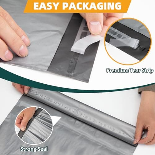 WISYOK 17"×24" Parcel Bags, 12 Pack, 65 Microns Heavy-Duty, Grey — view 3