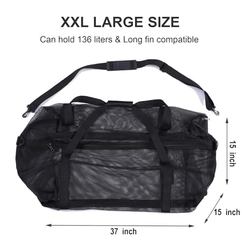 Leberna 37 Inch XXL Mesh Duffle Bag for Scuba Dive Gear (Black) — view 2