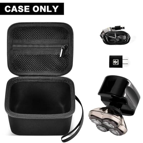 ANKHOH Case Compatible with Skull Shaver Electric Pitbull Pro Razor, Hard Travel Rotary Men Head Shavers Beard Trimmer Storage Bag with Zipper Mesh Pocket for Mustache Grooming Kit (Only Box) (Black) — view 4