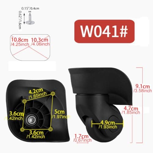 SHANOER 1 Pair Black 9.1x10.7x4.9cm Suitcase Luggage Wheels Axles Deluxe Repair Replacement Kit — view 6