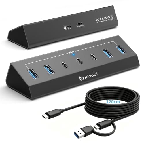 Xiaobi USB C Hub 7 Ports USB 3.0 Hub with 4*USB-A&3*USB-C (120cm)
