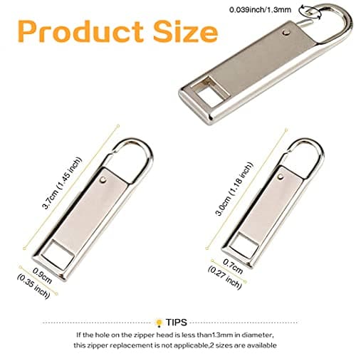 Enjoy Zipper Pull Tab Replacement Metal Zipper Handle Mend Fixer for Shoes Luggage Suitcases Bag Jacket - 8 PCS (Black Silver) — view 4