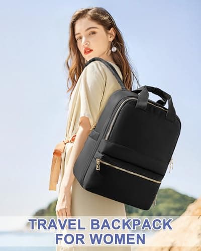 wepadre Travel Backpack for Women Men Carry on Backpack for Travel Backpack Carry on Flight Approved, Black & Gold, Standard, Vacation — view 2