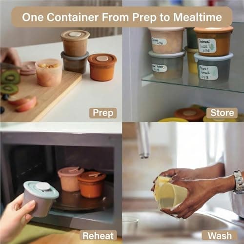 Moonkie Silicone Baby Food Storage Containers, 4 Pack, 120ml Weaning Freezer Pots with Airtight Lids, Reusable Baby Food Snack Pots, Microwave and Dishwasher Safe, Perfect for Infant & Toddler Food — view 2