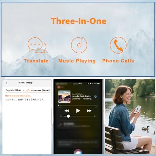 HYGMOCC AI Language Translator Earbuds, Supports 144 Languages,Online Translation Real Time,Earphone 3-in-1 Accents，Earbuds Perfect for Travel Business and Learning Voice Language Translator（Black） — view 3