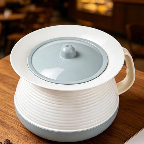 Chamber Pot with Lid - Bedside Urinal with Handle, Portable Potty for Adults, Elderly, Bedridden, Ideal for Bedroom, Home, Car, Camping & Travel — view 2