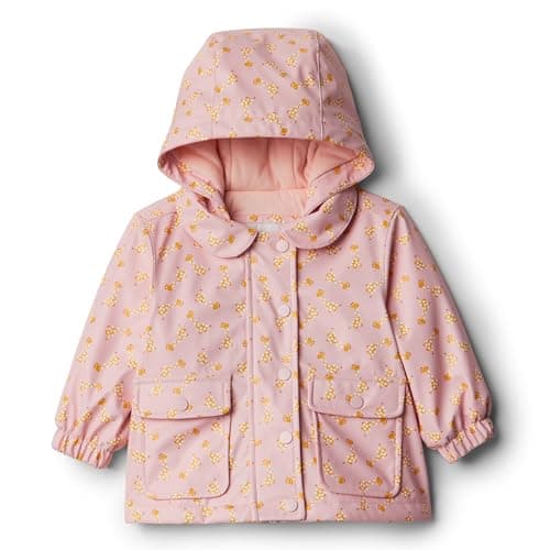 Amazon Essentials x Sofia Grainge Girls' Water-Repellent Rain Jacket, Light Pink Giraffe, 4 Years