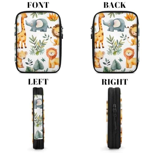 Mintoprints Safari Animals Electronics Travel Organizer Case, Giraffe Lion Elephant Tech Organizer Pouch Cord Storage Bag for Phone, Cable, Charger, Accessories — view 6