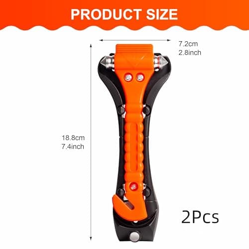 2 Pack Car Emergency Escape Tool Kit - Double-Ended Window Breaker & Seat Belt Cutter with High-Visibility Reflective Handle, Automotive Safety Hammer for Instant Glass Shattering & Emergency Egress — view 2
