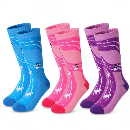 Fjquamitix 3 Pairs Kids Merino Wool Ski Socks Thermal Warm Thick Socks
