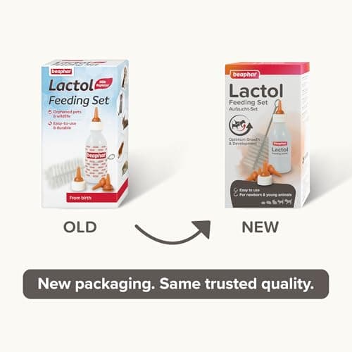 Beaphar - Lactol Feeding Set - Use with Animal Milk Replacer – Ideal To Feed & Hand-Rear Newborn, Orphaned & Weaning Kittens, Puppies & Small Animals - Contains 1 Bottle, 6 Teats & 1 Cleaning Brush — view 2