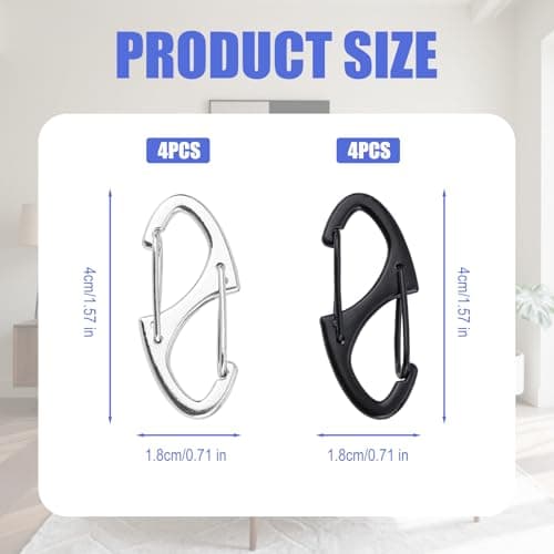 BOXOB 8pcs Zipper Clips Anti Theft, Double Sided Mini S Carabiner Zipper Locks Theft Deterrent Small Zippers Pull Locks Accessories for Luggage Suitcase Backpacks Purses Handbags Tents Keys — view 2