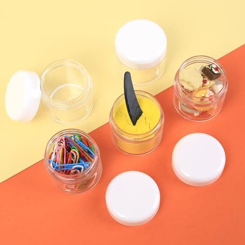 20 Pcs White Clear 40ml Cosmetic Jars, Plastic Sample Pots with Screw Lids — view 6
