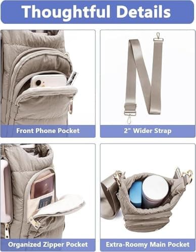 Ailan Crossbody Water Bottle Bag RFID Blocking Phone Pocket, black — view 6