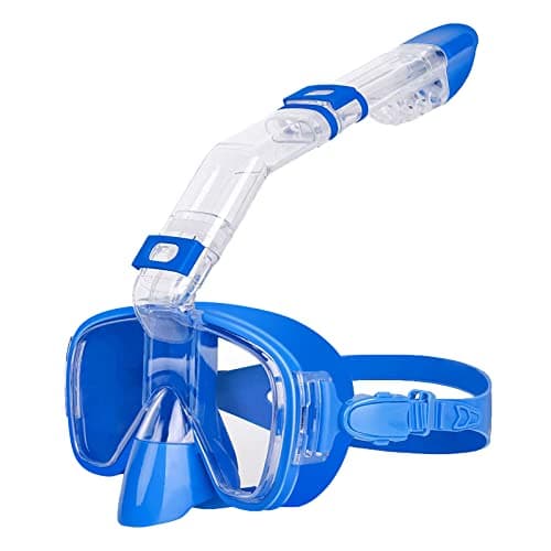 Opurtdor Adults Snorkel Mask Set - Dry Anti-fog Half Face Mask with Panoramic Wide View and Anti-Leak Swimming Goggles for Adults