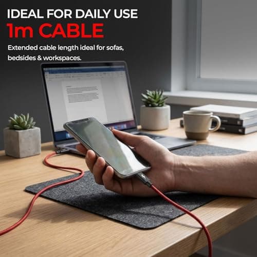 iSOUL Micro USB Cable, Red 10cm Android Charger Cable 2.4A Nylon Braided Fast Charging Cables for PS4, Samsung Galaxy S7 S6 S5 J7 J5 J6 J3, Note, LG, Nexus, Nokia, Xbox, HTC,Sony, Kindle Fire — view 6