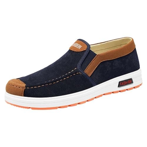 Casual Shoes Comfort Lightweight Driving Travel Walking Shoes Lightweight Breathable Mesh Sneakers Slip On Low-Top Sneakers Anti Slip Texture Soled Boat Shoe for Everyday Casual Wear Blue