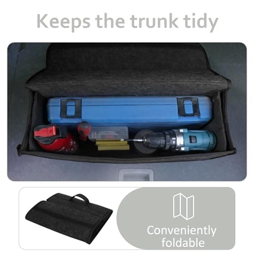 Einesin Upgrade Car Boot Bag Organiser with Reinforced Side Panels for Tools Breakdown Emergency Travel Tidy Van Caravan | Felt Bag in Black | Car Accessories Interior(30x15x30cm-1PC-Upgraded) — view 4