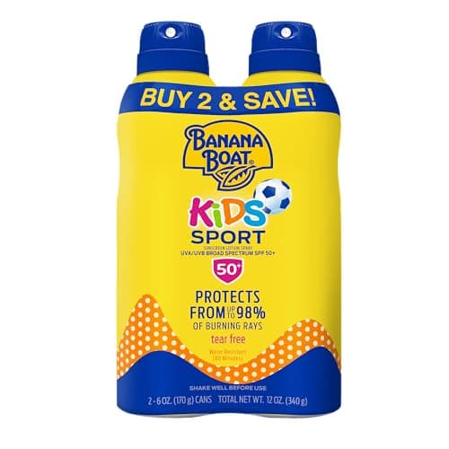 Banana Boat Sunscreen Kids Sport, Tear-Free Broad Spectrum Sunscreen Spray - SPF 50-6 Ounce Twin Pack