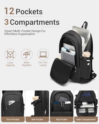 Kono Laptop Backpack School Bag Anti Theft Rucksack for Men Black — view 2