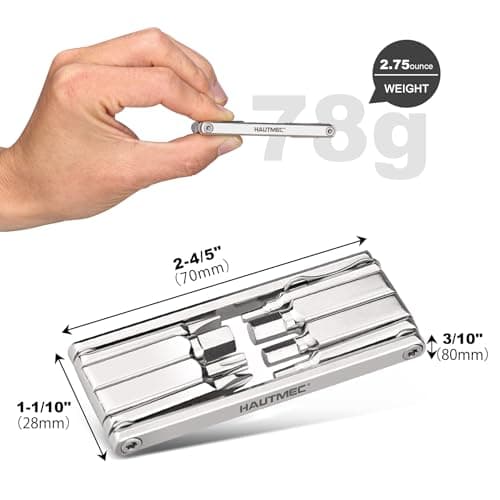 HAUTMEC 9 in 1 Bike Multitool, Mini Bike Repair Tool Kit for Road and Mountain Bikes, Lightweight Stainless Steel Bike Tool with 2/3/4/6mm Inner Hexagon and Phillips Screwdriver Multitool HT0418-BT — view 3