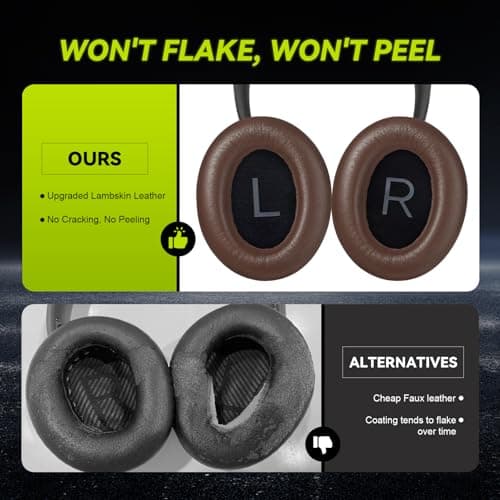 Replacement Ear Pads for Bose NC700 / 700 Noise Cancelling Headphones, Aurivor Lambskin Leather Earpad Covers/Cushion Kit with Plush Memory Foam, Thickened Comfort, Tear-Resistant Seams (Brown) — view 4