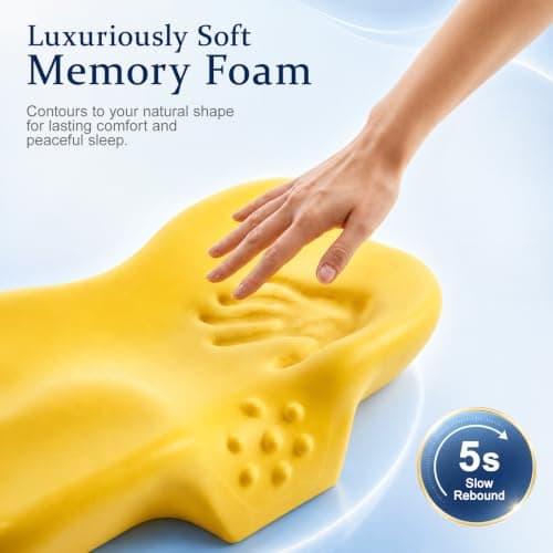 CloudNook Memory Foam Pillow for Neck Pain Relief, Ergonomic Cervical Neck Pillow, Orthopedic Contour Bed Pillows for Side, Back & Stomach Sleepers with Breathable Cooling Cover — view 6