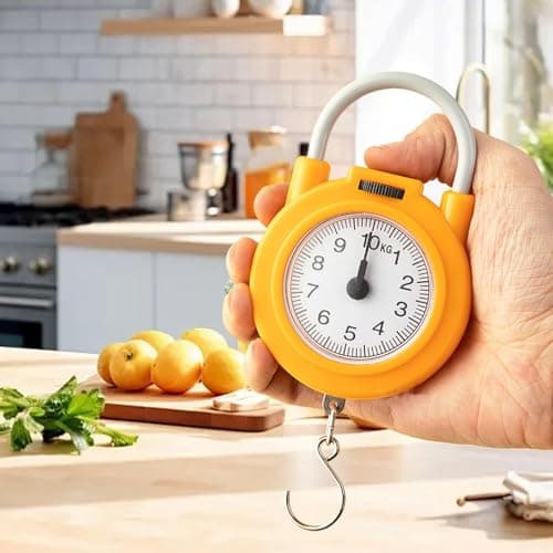 Handwear Scale, 10 Kg Manual Luggage Scale Spring Scale Feather -Scale Scale with Luggage Hook Hängewhaage (Yellow) — view 3