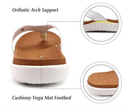 KuaiLu Flip Flops For Women Arch Support Yoga Mat Cushioned Thong Sandals — view 4