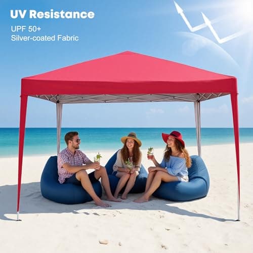 2.5x2.5m Pop Up Gazebo with 4 Removable Sidewalls, Portable Outdoor Party Tent with Carry Bag, All Weather Canopy for Camping, Markets, Garden Events (Red) — view 4