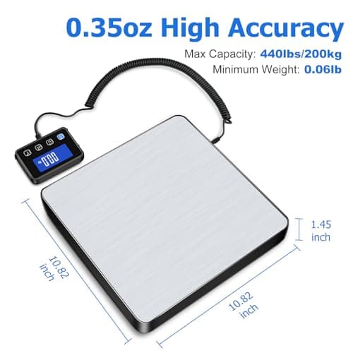 Postal Scales, 200kg/10g High Precision LCD Display Parcel Scales, Parcel Weighing Scales with Hold and Tare Function for Luggage, Package, Warehouse, 2 AAA Batteries and Charging Cable Included — view 2