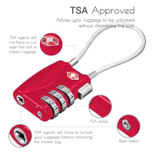 CFMOUR Suitcase Locks, 3-Dial TSA Approved Luggage Lock with Flexible Cable — view 3