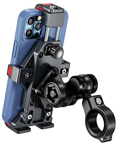 BRCOVAN Aluminum Alloy Motorcycle Phone Mount with Vibration Dampener & High-Speed Secure Lock, Anti-Theft Handlebar Smartphone Holder for Bike, Scooter, ATV, 4.7-7.2''