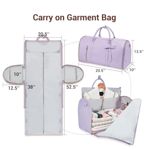 Pink Garment Bag for Travel Women, Carry-On 20-Inch Cute PU Leather Suit Bag, Wrinkle-Free Wedding Dress Bag with Shoe Bag, Overhead Bin Size for Honeymoon (Pink) — view 2