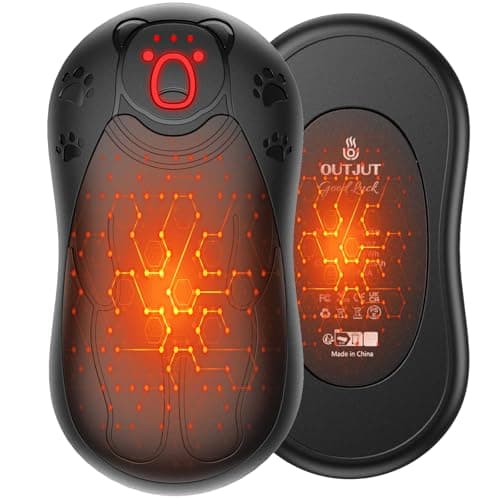OUTJUT Dual-Sided Hand Warmers Rechargeable 12000mAh, Electric Hand Warmer Split 2 Pack, Portable Pocket Warmer Reusable 3 Quick Heating Modes, Ideal Warm Gift for Golf, Camping, Hiking and Skiing