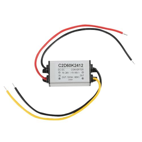 DC to DC Power Converter, 24V to 12V Step Down Buck Converter, 5A Power Voltage Regulator Supply Adapter with Aluminum Alloy Case for Car Electronics Solar Panels, Printers