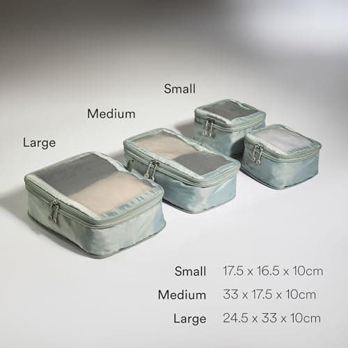 ANTLER - Compression Packing Cubes, Set of 4 Essential Packing Cubes for Suitcases and Backpacks - Holiday, Travel & Accessories Organiser, Easy Clothes and Shoe Storage - Mist Blue — view 3
