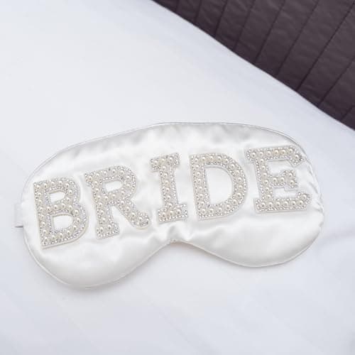TRIXES Bride Sleep Mask, Rhinestones and Faux Pearls, Bride to Be Gifts, Hen Party Presents — view 6