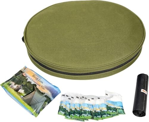 CarpLife Bivvy Loo Kit - Folding Portable Toilet with Liners, Waste Powder, Wipes - Collapsible Fishing Toilet, Festival Potty, Porta Potty Bucket, Portable Loo for Camping, Hiking & Road Trips, Green — view 2